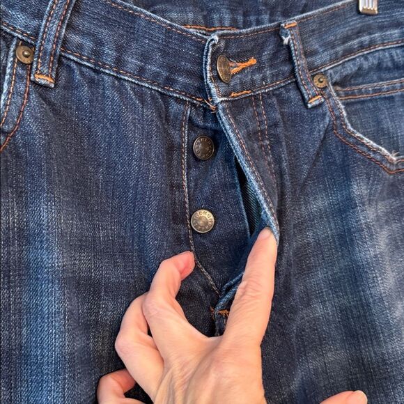 THE HUNDREDS Adam Bomb Jeans Straight Leg Blue Denim Embroidered Back Pocket Y2K - Picture 6 of 13